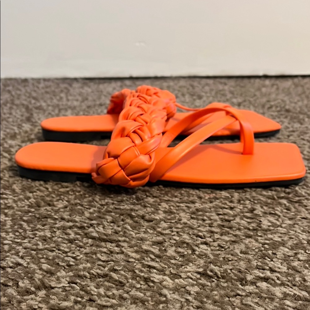 Orange Braided Strap Sandals - Picture 3 of 7